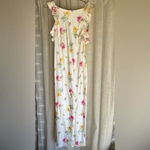 A New Day Floral Ruffle Sleeve Maxi Dress NWT Ivory Size S